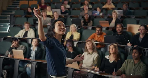 University Professor Lecturing to Audience Stock Footage 326416130