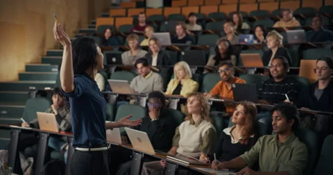 University Professor Lecturing to Audience Stock Footage 326416214