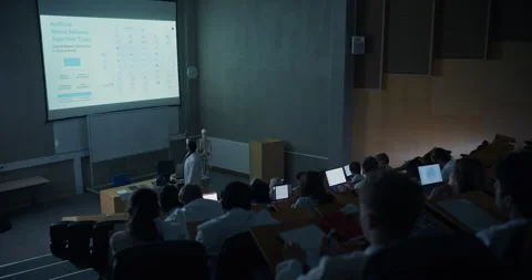 University Science Professor Lectures Students in Class Stock Footage 326424401