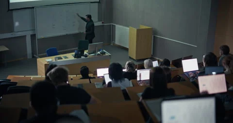 University Science Professor Lectures Students on AI Stock Footage 326424830