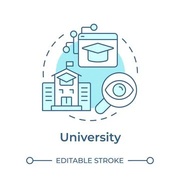 University soft blue concept icon Stock Illustration