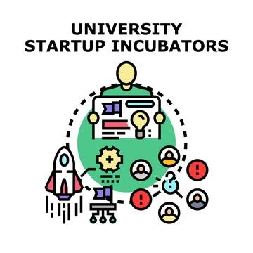 University startup incubators ecosystem nurturing new business ideas 스톡 일러스트