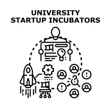 University startup incubators ecosystem nurturing new business ideas 스톡 일러스트