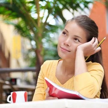 University student at cafe Stock Photos