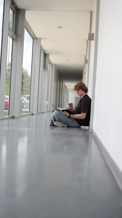 University student studies with laptop before important exams Stock Footage 337850386