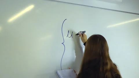 University student writing a math equation on a white board Stock Footage 344104901