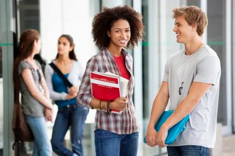 University students in campus Stock Photos