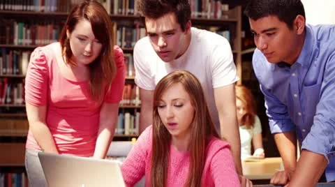 University students in the library Stock Footage 22411193