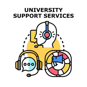 University support services offering education assistance Stock Illustration