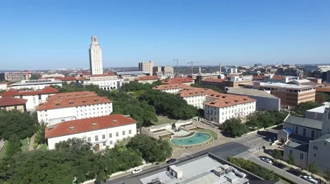 University of Texas Austin Clock Tower Aerial Stock Footage 59066988