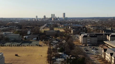 University of Tulsa campus under low winter light Stock-Footage 121109734