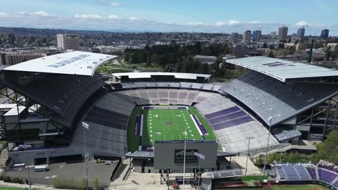 An aerial view of the Husky Ballpark on the campus of the