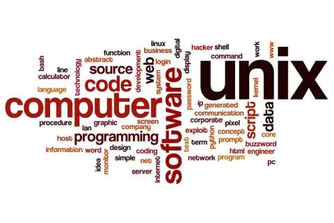 Unix word cloud concept Stock Illustration