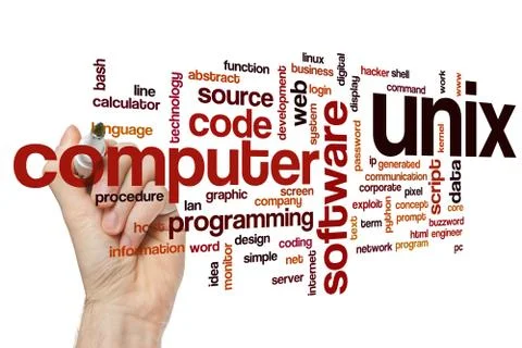 Unix word cloud concept Stock Illustration