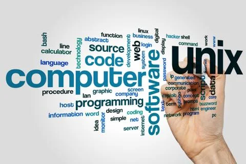 Unix word cloud concept Stock Illustration