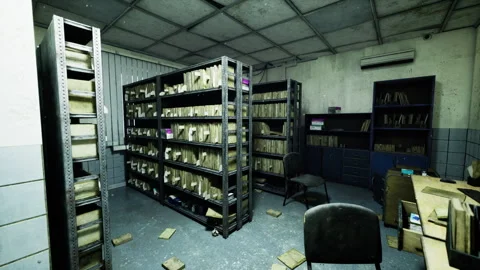Unkempt storage compartment housing outdated and forgotten documents Stock Footage 339622136