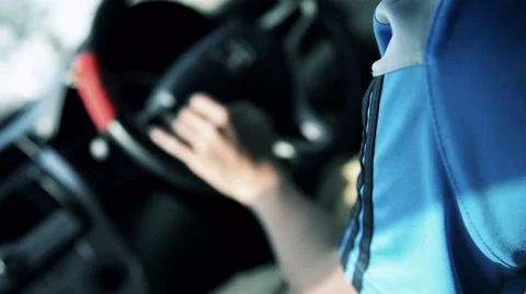 Unknown asian man  drive car Video stock 63174165