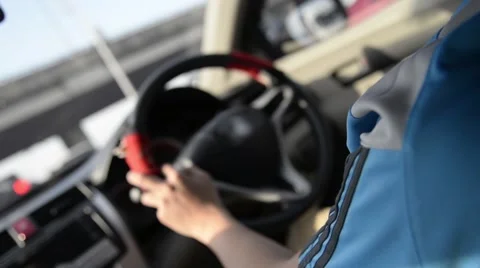 Unknown asian man  drive car Video stock 63174334
