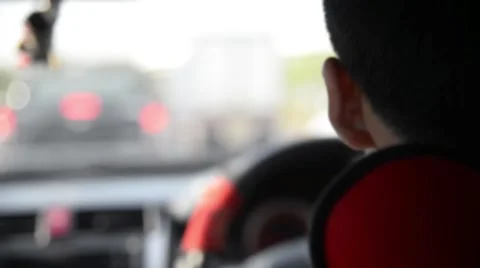 Unknown asian man  drive car Video stock 63174352