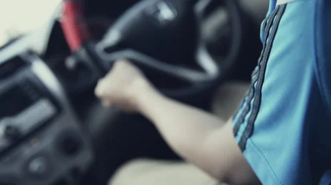 Unknown asian man  drive car Video stock 63174408