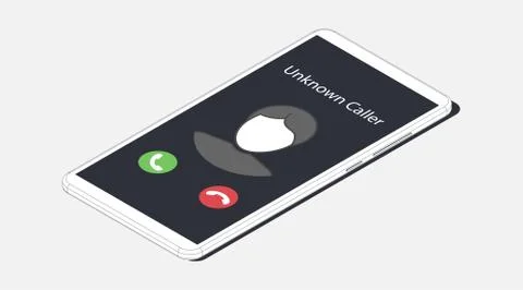 Unknown caller. Isometric vector illustration. Realistic white outline smartp Stock Illustration