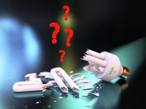 Unknown dangers of broken ECO light-bulbs Stock Illustration
