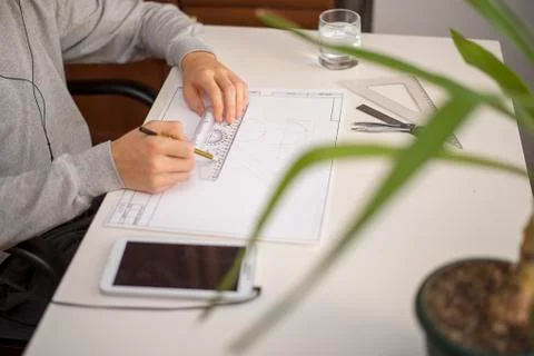 Unknown drawing on paper A3 Stock Photos