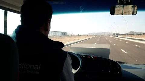 Unknown Egyptian driver drives on a highway in Sharm el Sheikh 스톡 동영상 317550177