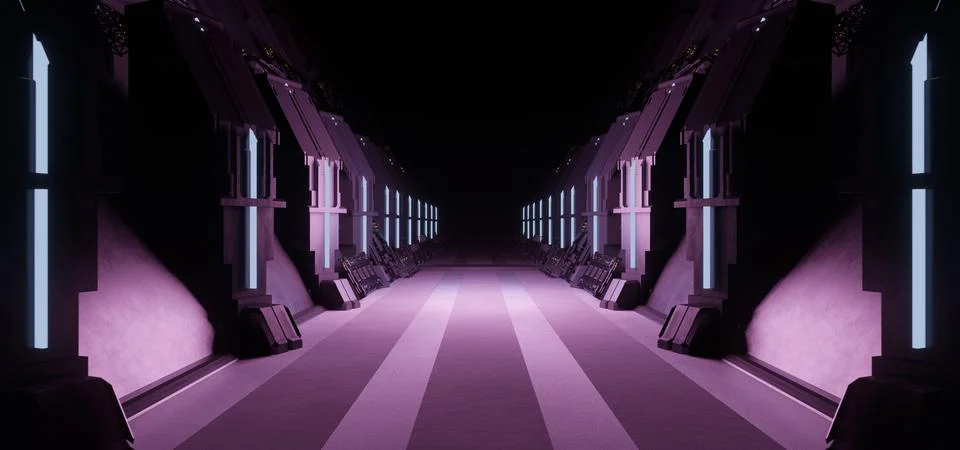 Unknown Empty Hallway Corridor Room Garage Studio Dance Glowing Phantom Charc 스톡 일러스트
