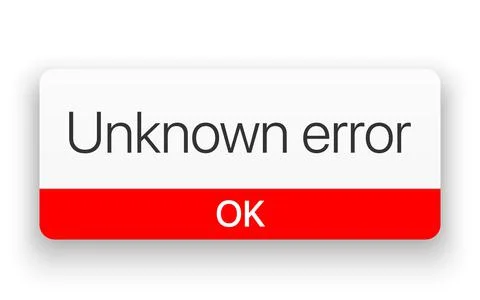 Unknown error warning window vector illustration, isolated on white background Stock Illustration