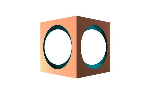 Unknown figure form cube with empty cyrcle in sides 3d rendering white backgr Illustrazione stock