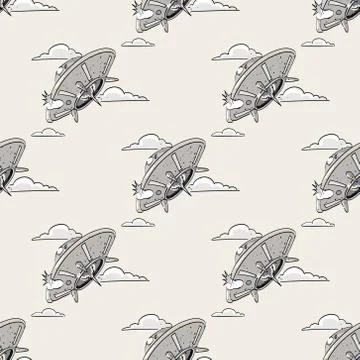 Unknown flying object seamless pattern Stock Illustration
