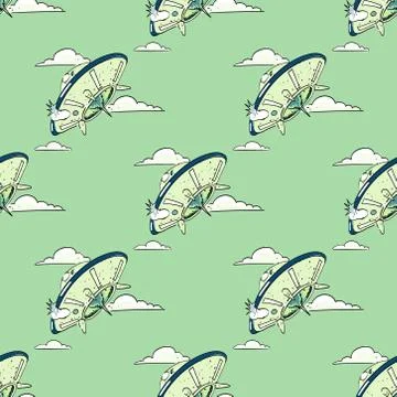 Unknown flying object seamless pattern Stock Illustration