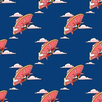 Unknown flying object seamless pattern Stock Illustration