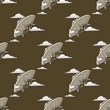 Unknown flying object seamless pattern Stock Illustration
