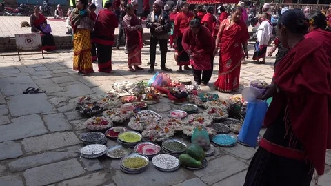 Unknown local people on one of the streets of Kathmandu. Largest city of Nepal. Video stock 74476515