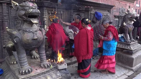 Unknown local people on one of the streets of Kathmandu. Largest city of Nepal. Video stock 74477858
