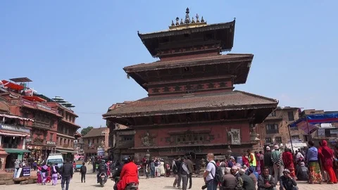Unknown local people on one of the streets of Kathmandu. Largest city of Nepal. Video stock 74478827