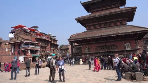Unknown local people on one of the streets of Kathmandu. Video stock 74478915