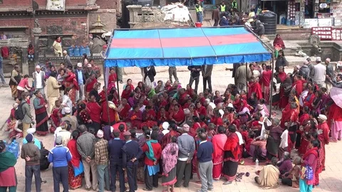 Unknown local people on one of the streets of Kathmandu. Video stock 74479168