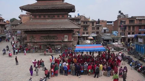 Unknown local people on one of the streets of Kathmandu. Video stock 74479212