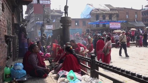 Unknown local people on one of the streets of Kathmandu. Video stock 74479598