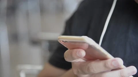 Unknown male using smartphone closeup Stock Footage 63058250