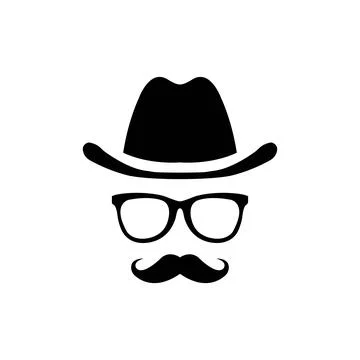 Unknown man in hat and glasses with a mustache. Detective icon. Spy vector. Stock Illustration