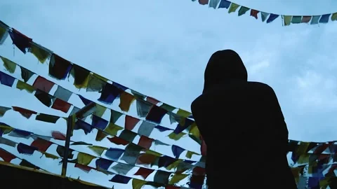 Unknown Man Meditating Inside Buddhist Temple Stock Footage 316892472