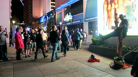 Unknown man seating on pylone on Las Vegas Stripin Las Vegas, USA. Video stock 52604442