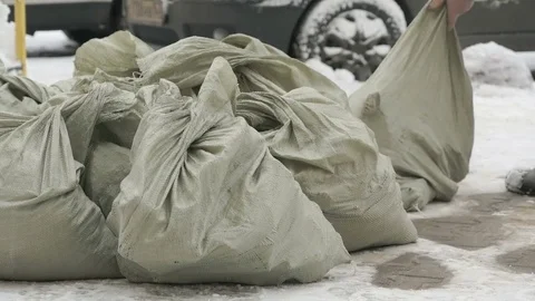 Unknown man taking bag with debris Stock Footage 83228367