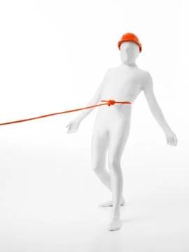 Unknown man tide by an orange rope Illustrazione stock