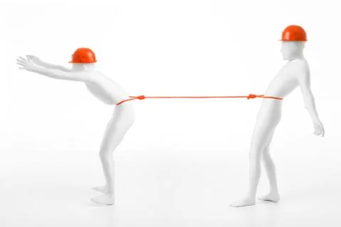 Unknown men tied to each other with rope Illustrazione stock