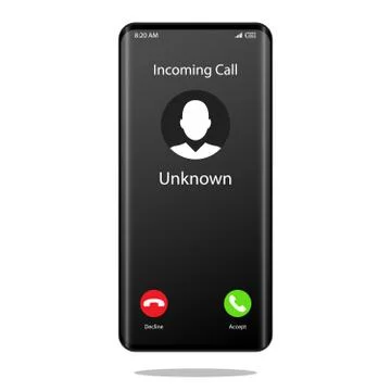 Unknown number calling Mobile Phone Interface Illustration Vector Stock Illustration